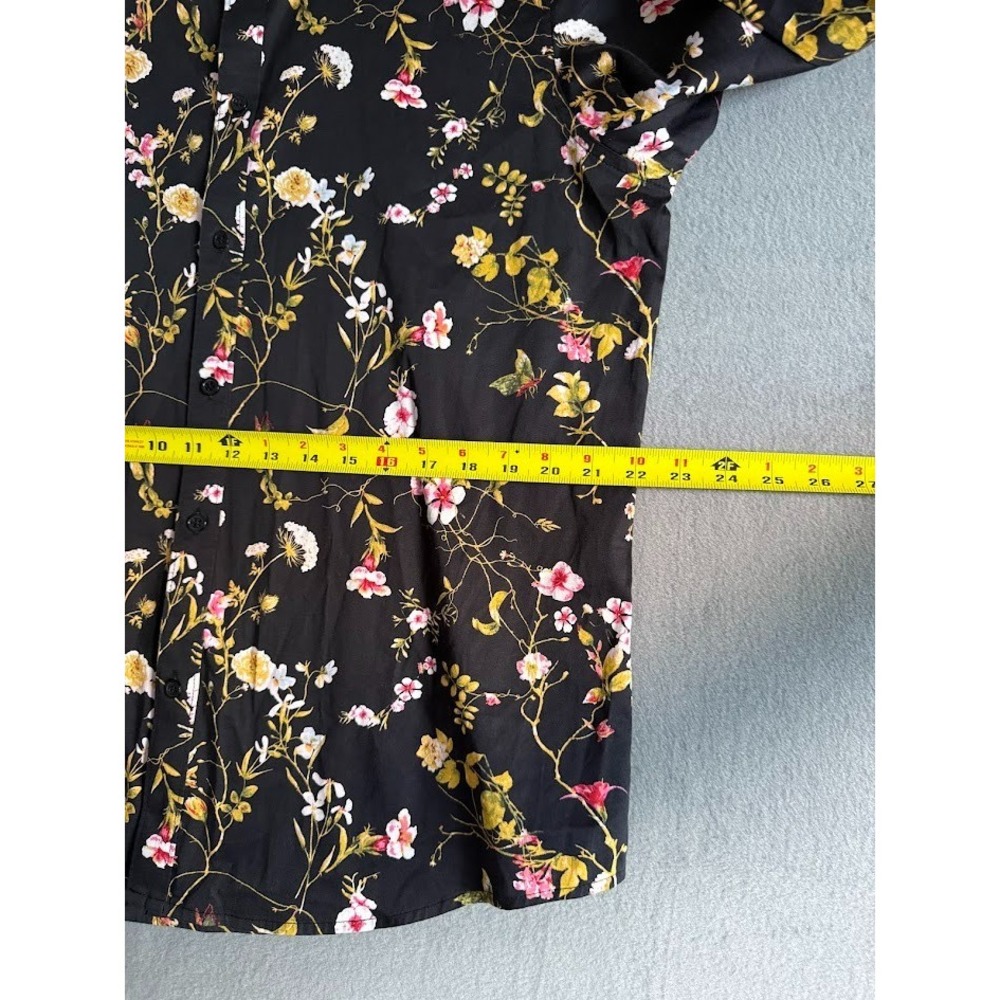 Guess Los Angeles Dress Shirt Men XL Black‎ Floral Slim Fit Long Sleeve Buttons - Picture 9 of 16